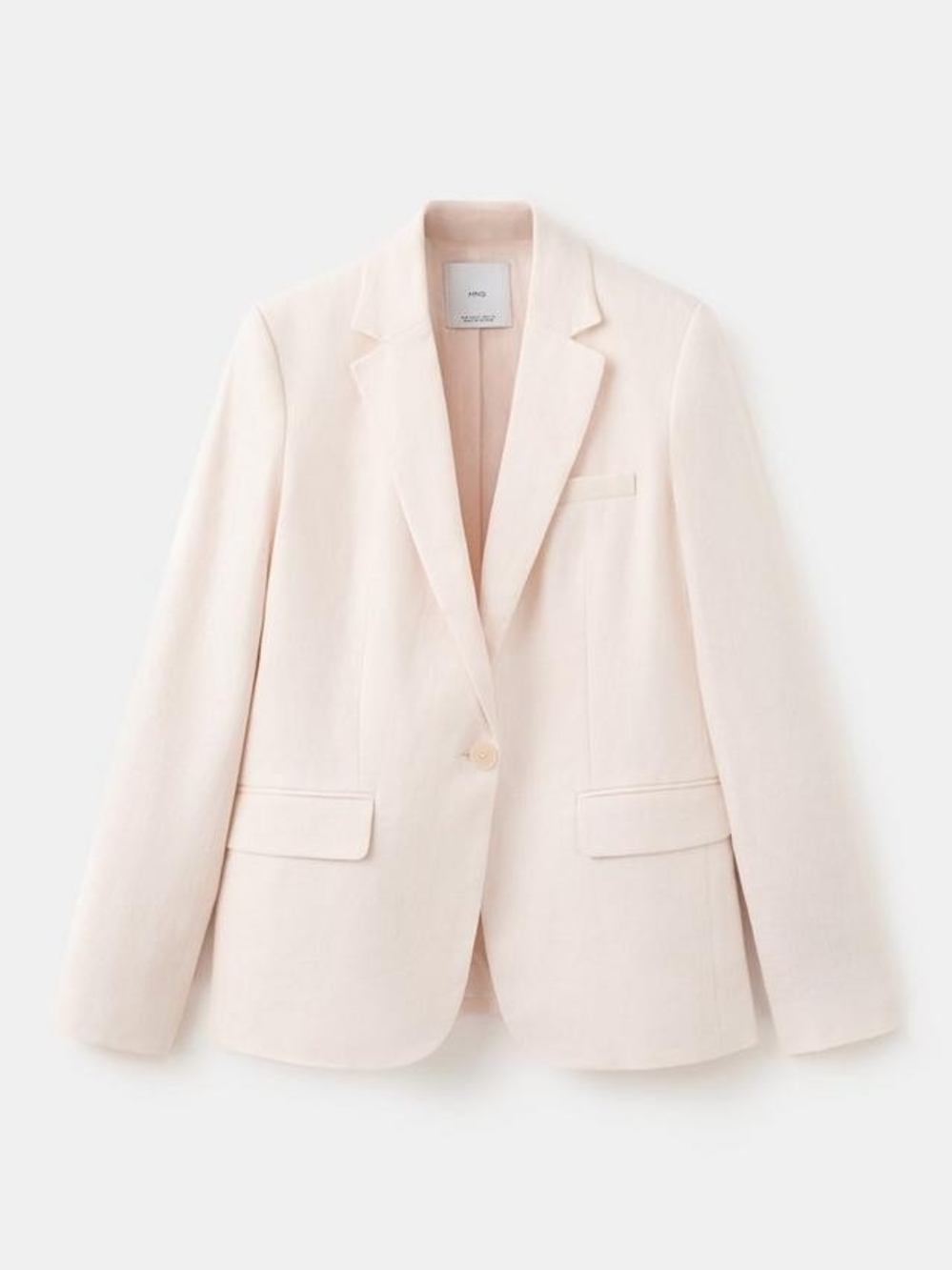 Mango 100%linen Blush pink women Suit jacket Balzer Minimalist Quiet Luxury 6